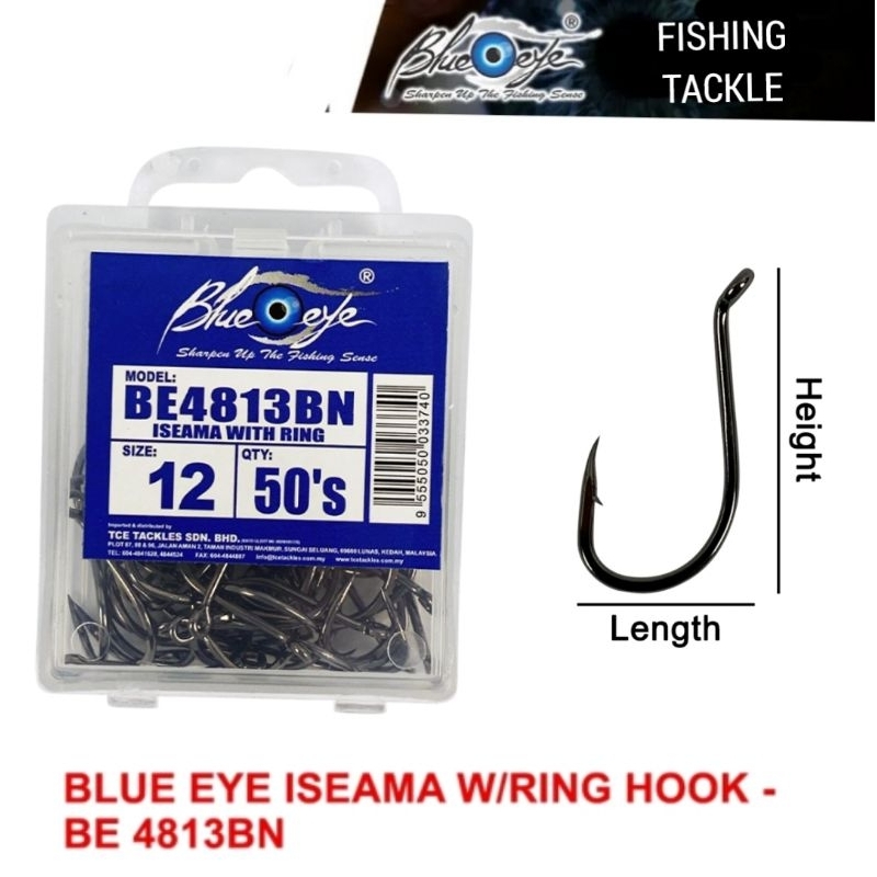 (50pcs) Blue Eyes Iseama Wiring Hook BE 4813BN Fishing Hooks Matakail