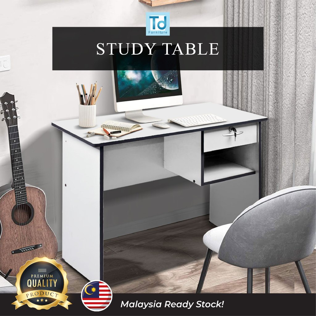 Harga Borang Simple Computer Desk Study Table with Lock Drawer|Meja ...