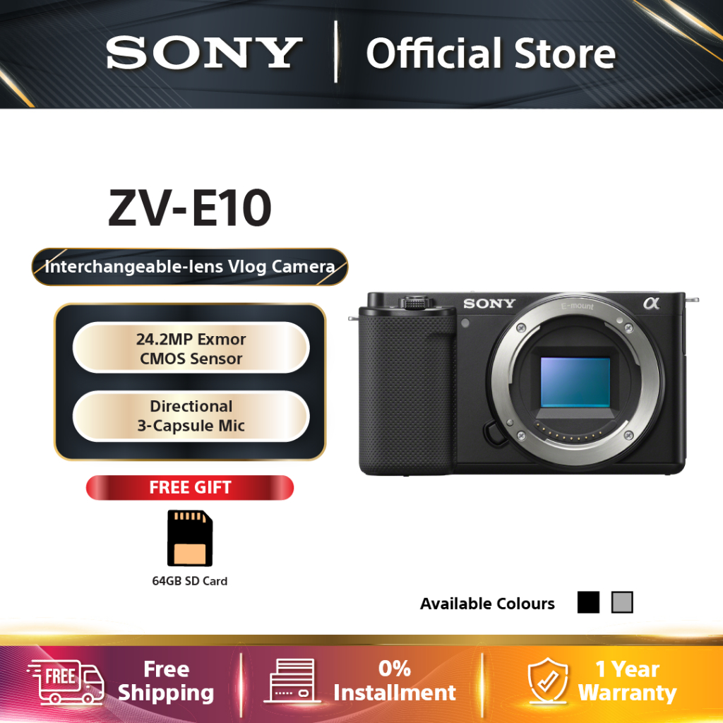 Sony InterchangeableLens Digital Camera ZVE10 Body Only [Free Gift