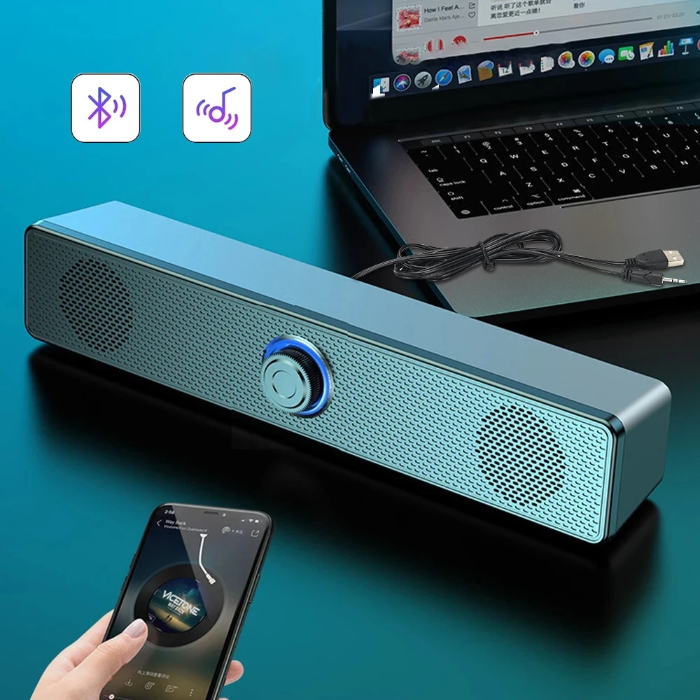 Surround Sound Bar Pembesar suara komputer berwayar Stereo Subwoofer ...