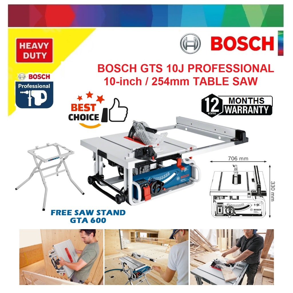 Bosch GTS 10-inch / 254mm Heavy Duty Bench Table Saw with Stand ...