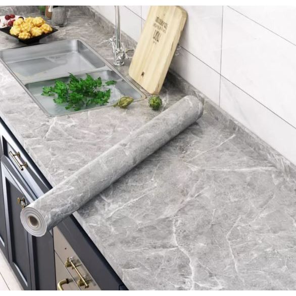 Grey Marble Glossy Counter Top Coffee Table Wallpaper Furniture Wrap ...