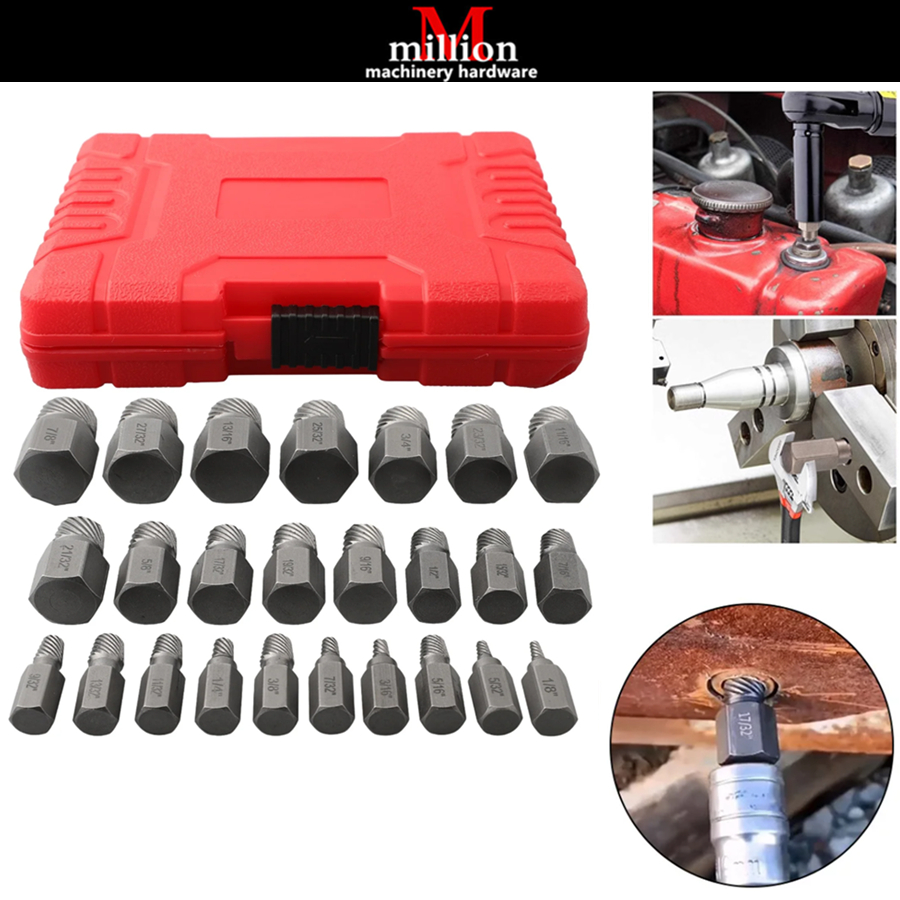 (Cr-Mo) 10pcs 13pcs 17pcs 25pcs Hex Screw Extractor Damaged Broken Bolt ...