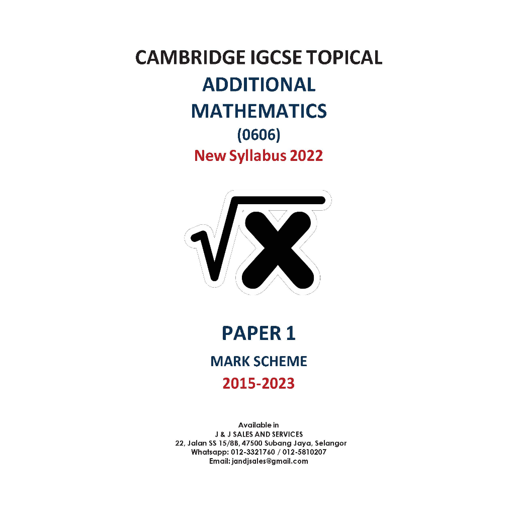 『Update till 2023 O/N』IGCSE Add Math (0606) Topical 2015-2023 | Shopee ...