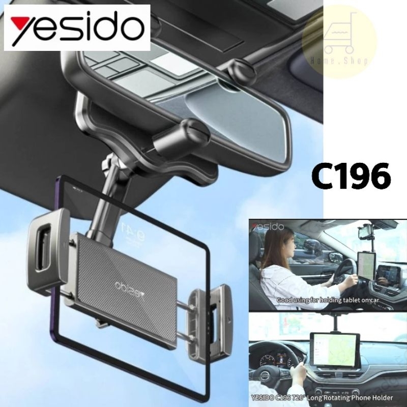 YESIDO C196 REAR VIEW MIRROR 360 DEGREE ROTATABLE CAR TABLET HOLDER ...