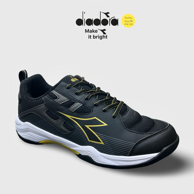 Diadora Original Men Black Gold Badminton Shoes Indoor Outdoor Sport Court Shoes DBM8181 Kasut Badminton Lelaki Shopee Malaysia