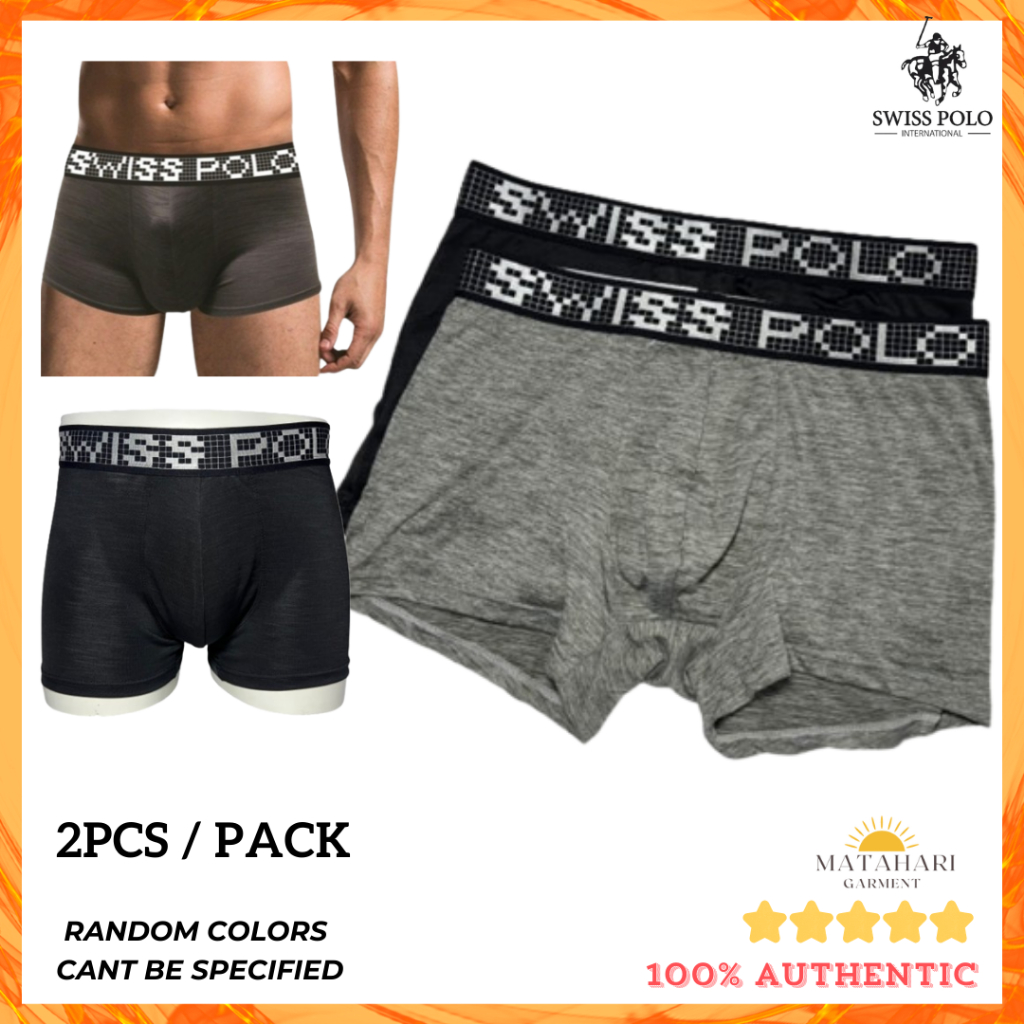 2pcs Swiss Polo Men Boxer Soft Cotton Comfortable Trunk Spender Seluar ...