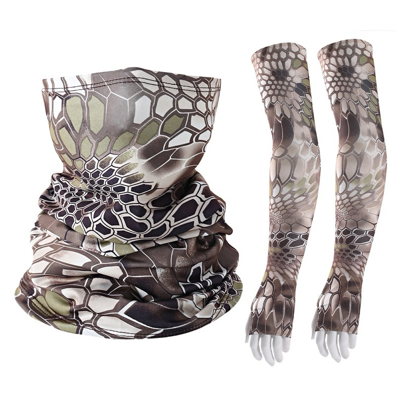 Rider Mask Ice Fabric Arm Sleeves Mask UV Protection Bandana Scarf ...