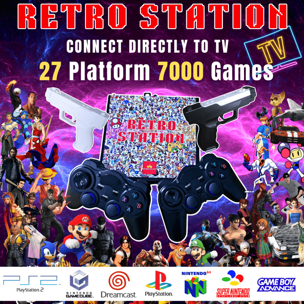 🔥DIRECT TV📺 𝗥𝗘𝗧𝗥𝗢 𝗦𝗧𝗔𝗧𝗜𝗢𝗡 GAME BOX + LIGHT GUN🎮🔫 PS2 GAMECUBE DREAMCAST N64 GENESIS & MANY