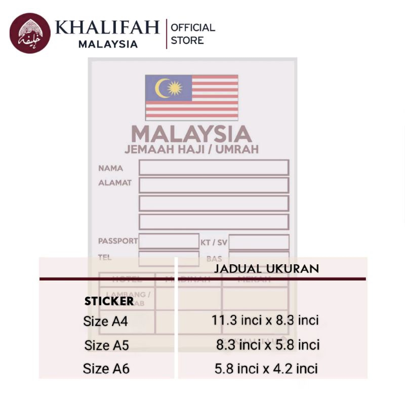 Label Beg Besar (A4, A5, A6) Haji dan Umrah (Sticker/Pelekat) | Shopee ...