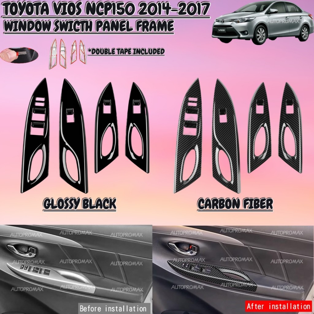 AUTOPROMAX toyota vios 2013-2017 ncp 150 carbon fiber window switch ...