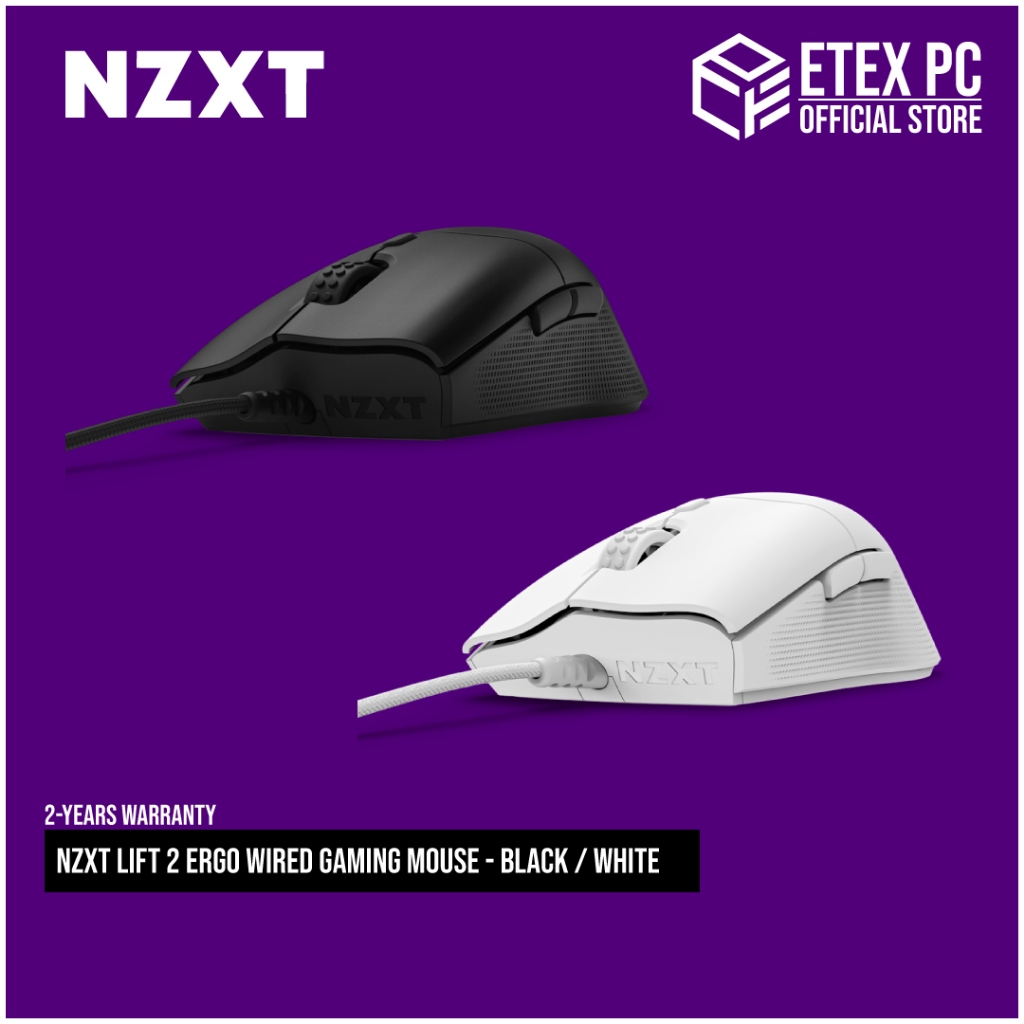 NZXT Lift 2 Ergo Wired Gaming Mouse - Black / White # MS-001NB-01 / MS ...