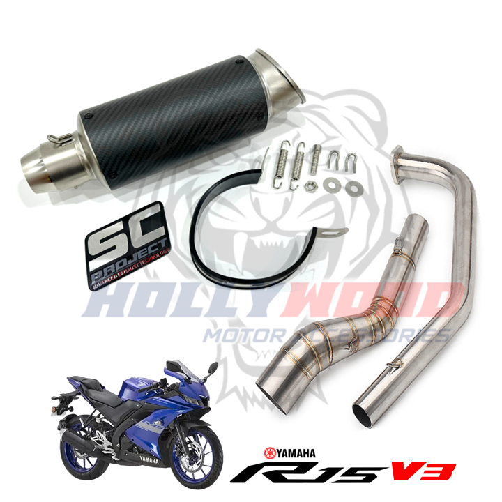 EXHAUST RACING YAMAHA R15 R15M MT15 CARBON FIBER TITANIUM SC PROJECT ...