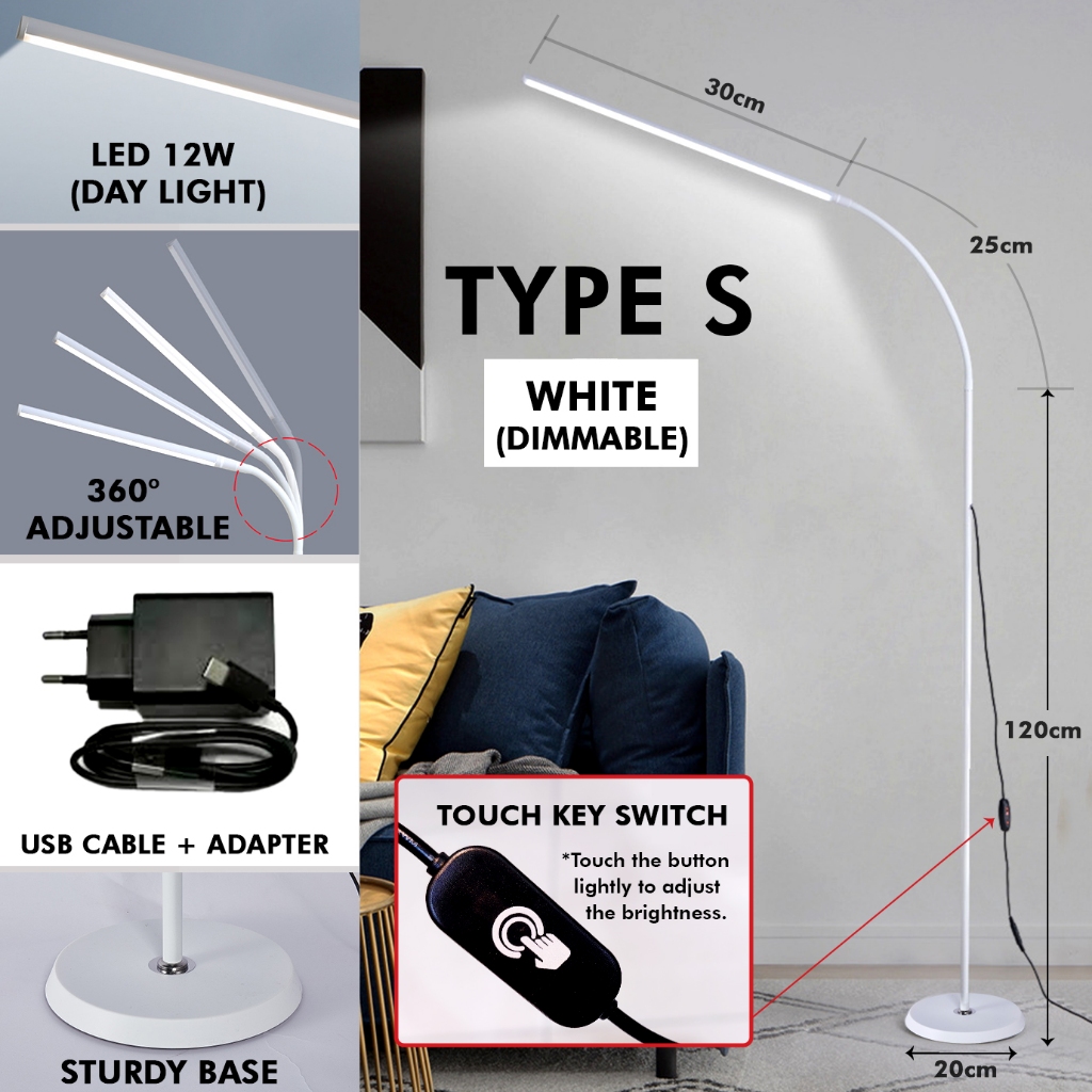 Modern Minimalist LED Floor Lamp Standing Lamp Study Lamp Lampu TikTok