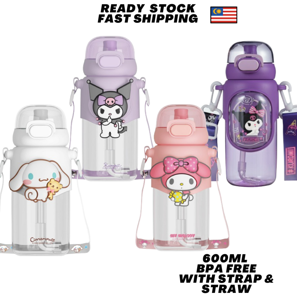 Tritan Sanrio 600ml Kuromi Bottle Kids Water Straw Drinking Bottle