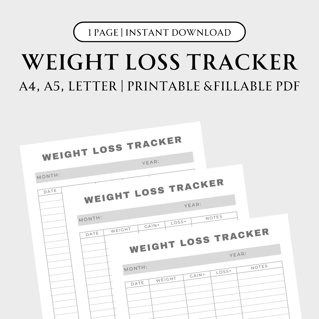 [PDF TRACKER] WEIGHT LOSS TRACKER MINIMALIST | Shopee Malaysia