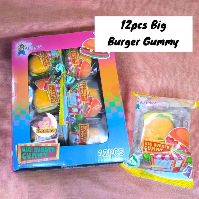 12pcs Ali Big Burger Gummy yummy fruits flavor soft candy (halal ...