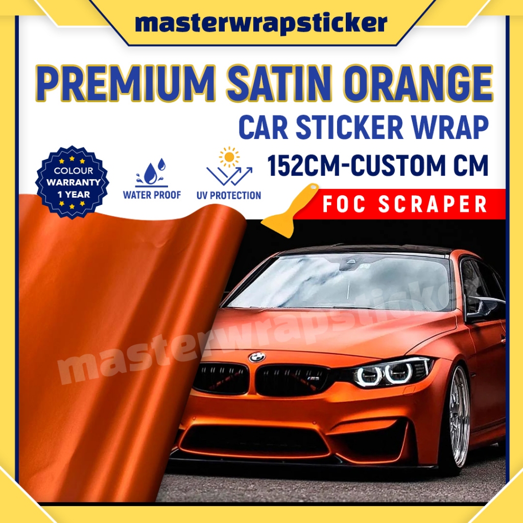 NEW SATIN MATTE ORANGE CAR STICKER(152CM-90CM)stiker kereta JINGGA ...