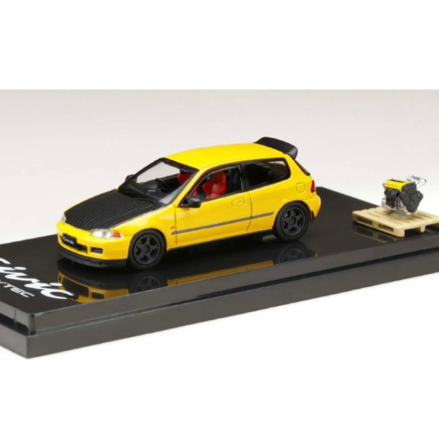 POPRACE 1/64 Honda Civic EG6 YELLOW - Vancouver 2026 Edition PRB004 main image 1