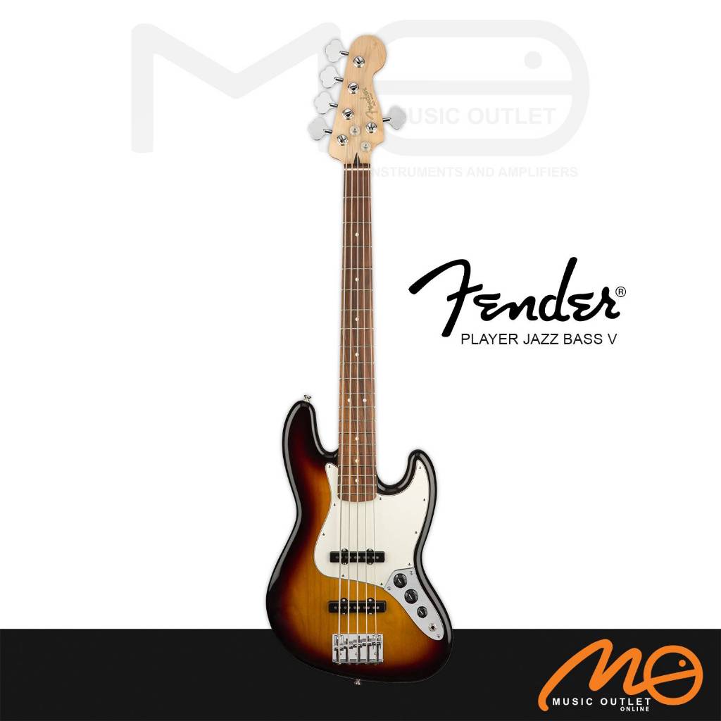 FENDER PLAYER JAZZ BASS V 5-STRING BASS GUITAR, PAU FERRO FB (3-TONE