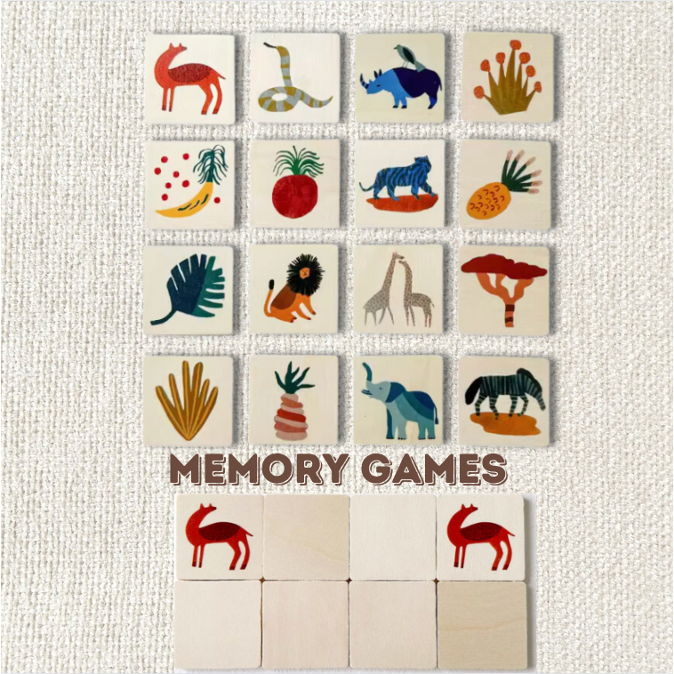 Montessori Play Memory Puzzles Games for Family Kids/ Children ...