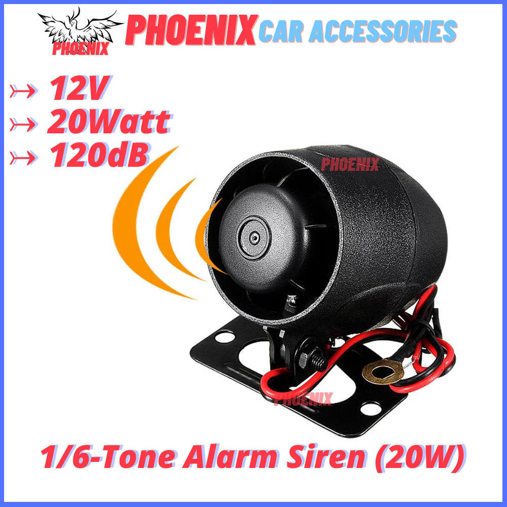 12V SIREN 1 / 6 Tone 20 WATT CAR Security Alarm System Universal Bunyi ...