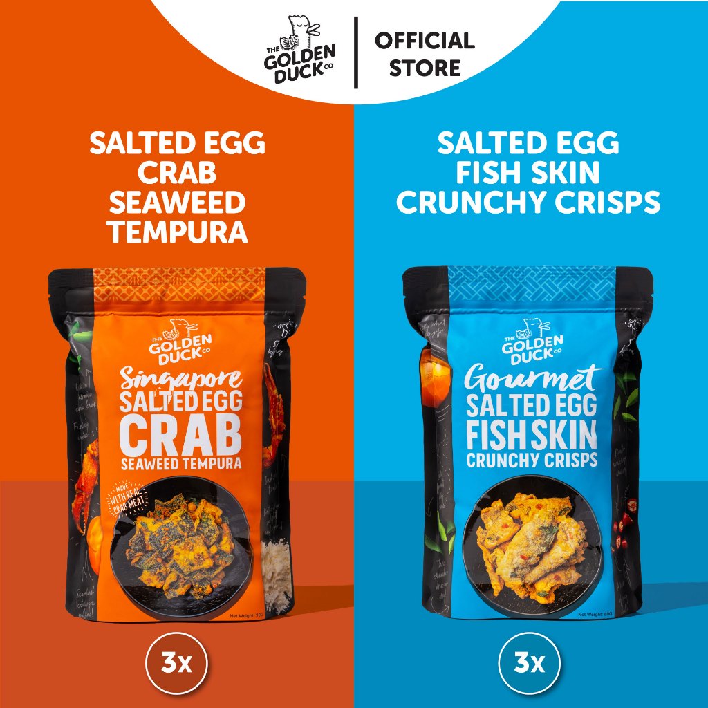 The Golden Duck Salted Egg Fish Skin (3 Pack) + Salted Egg Crab Seaweed ...