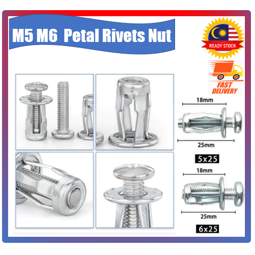 [1 PCS] M5 M6 Petal Rivets Nut Expansion Clamp Petal Shape Metal Rivet ...