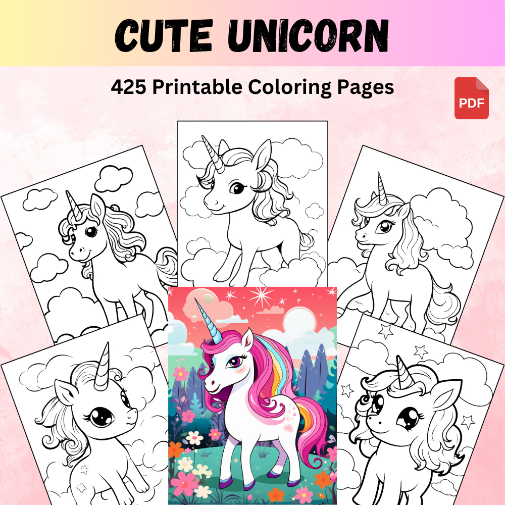 A021 CUTE UNICORN PRINTABLE COLORING PAGE | Shopee Malaysia