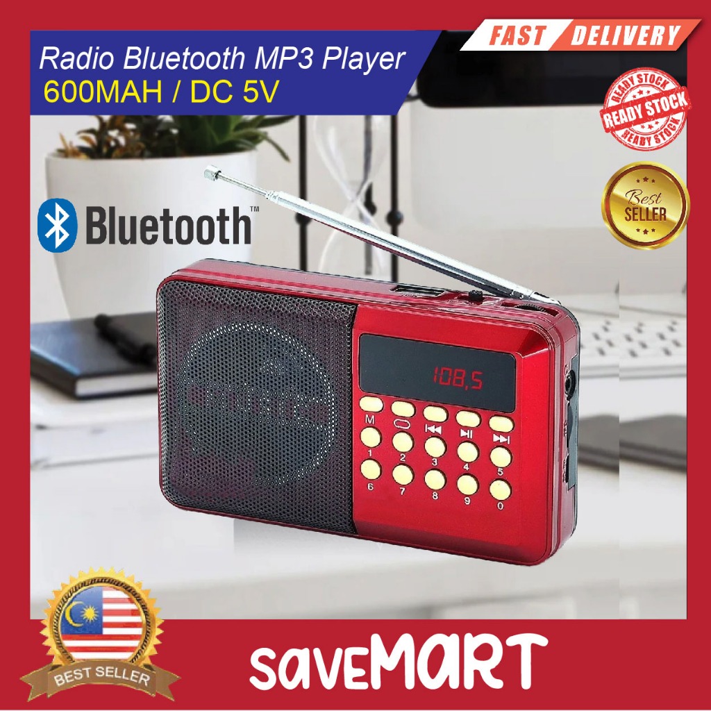 Portable Rechargeable FM Radio Bluetooth MP3 Player USB TF Card Audio ...