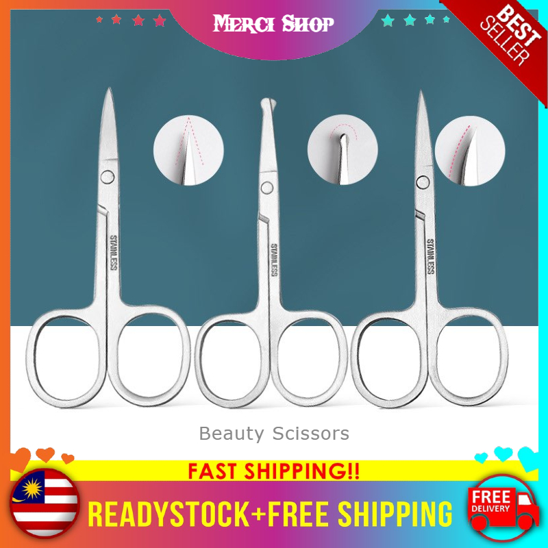 MS 1pc Cosmetic Stainless Steel Matted Scissor Curved Tip Beauty ...