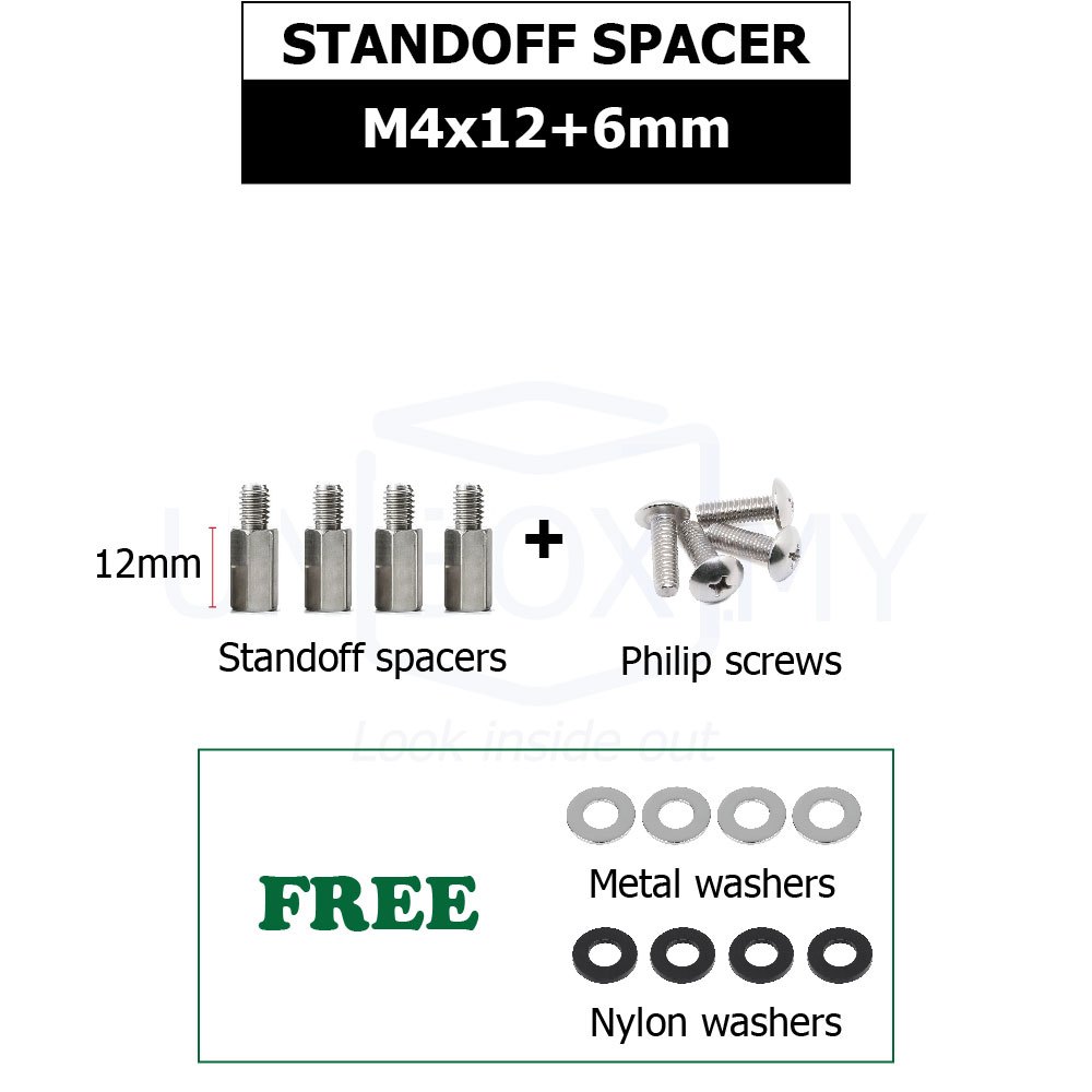 Stainless Steel PCB Hex Standoff Spacer M4 Thumb or Philip Screw for