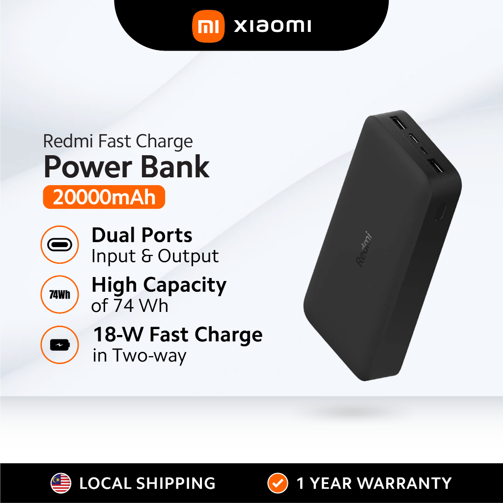 Redmi 20000mAh 18W Power Bank Dual Input & Output Ports Fast