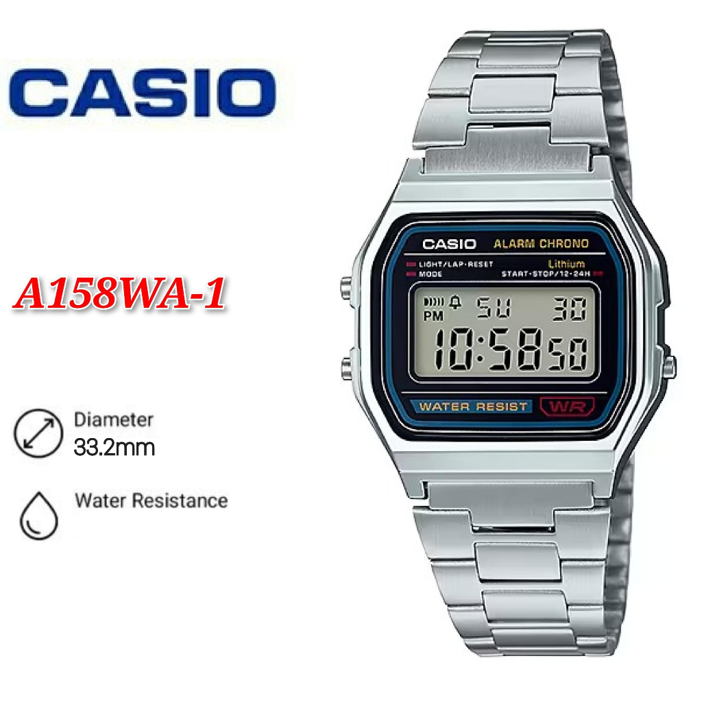 Casio A158WA 1 Youth Standard Digital Sports Men Watch Shopee Malaysia