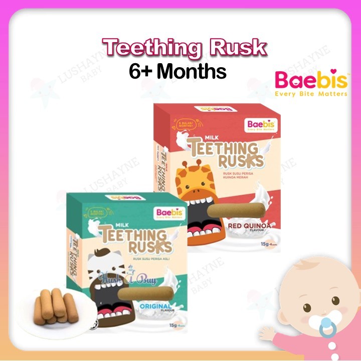 BABY FOOD BAEBIS Teething Rusks 90g 6 months + [HALAL] Rusk Susu Biscuit Shopee Malaysia