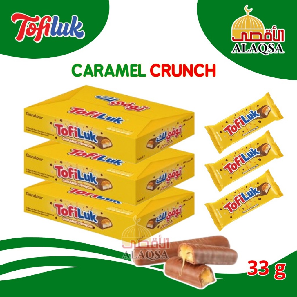 TOFILUK Caramel Crunch Chocolate Bar TWO FINGERS 33g (Produk Halal Arab ...