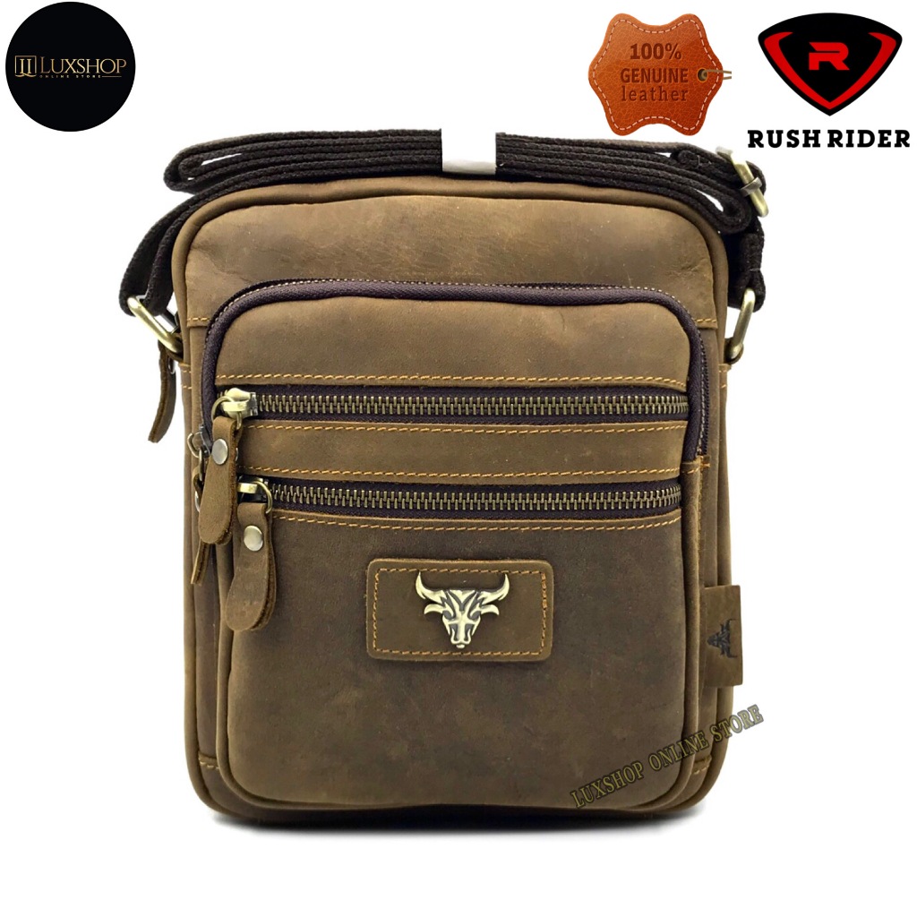 L Size Rush Rider Sling Bag Full Cow Leather Shoulder Bag CrossBody ...