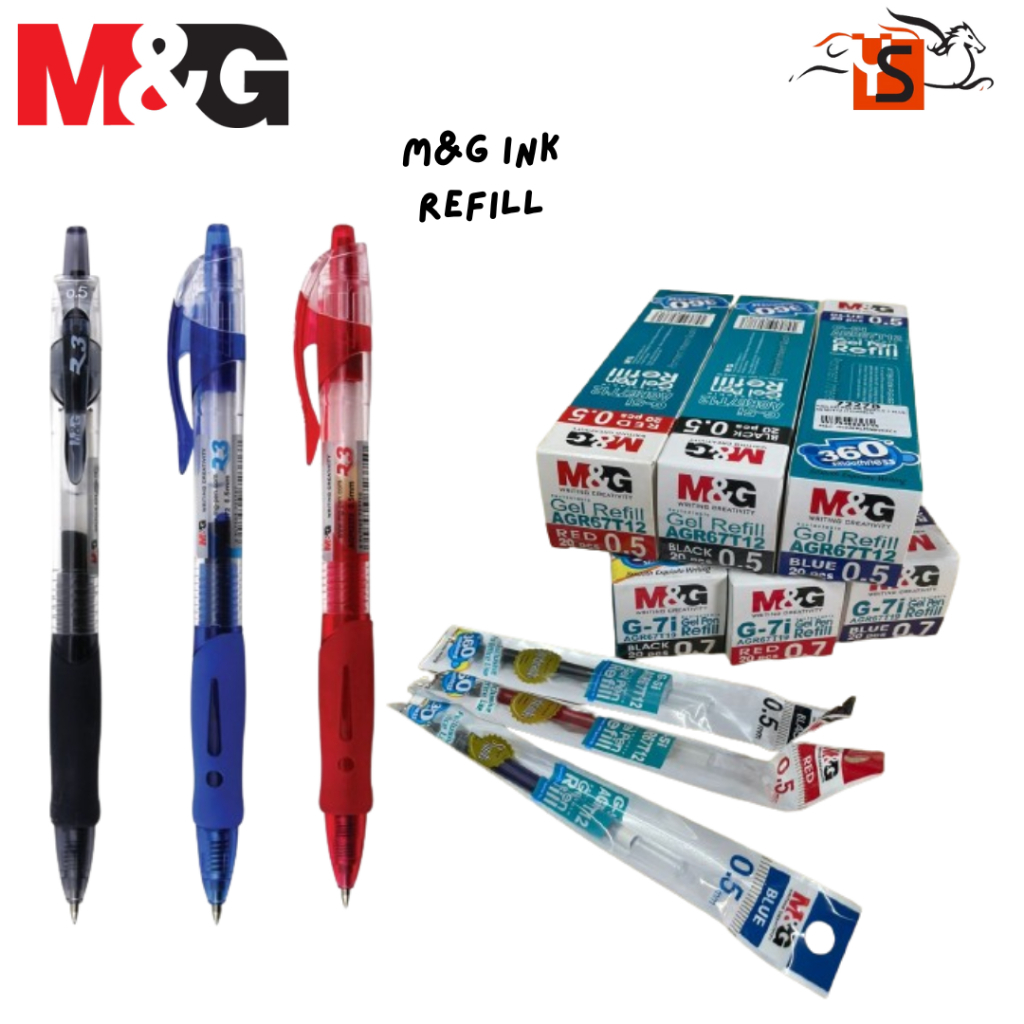 M&G INK REFILL BLACK/BLUE/RED 0.7/0.5 1X20PC/BX (READY STOCK) | Shopee ...