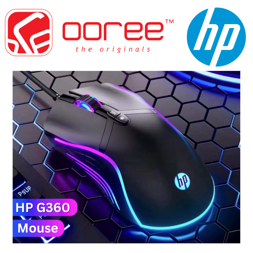 HP G360 4800 DPI WIRED USB GAMING MOUSE WITH RGB LIGHT, 6 DPI