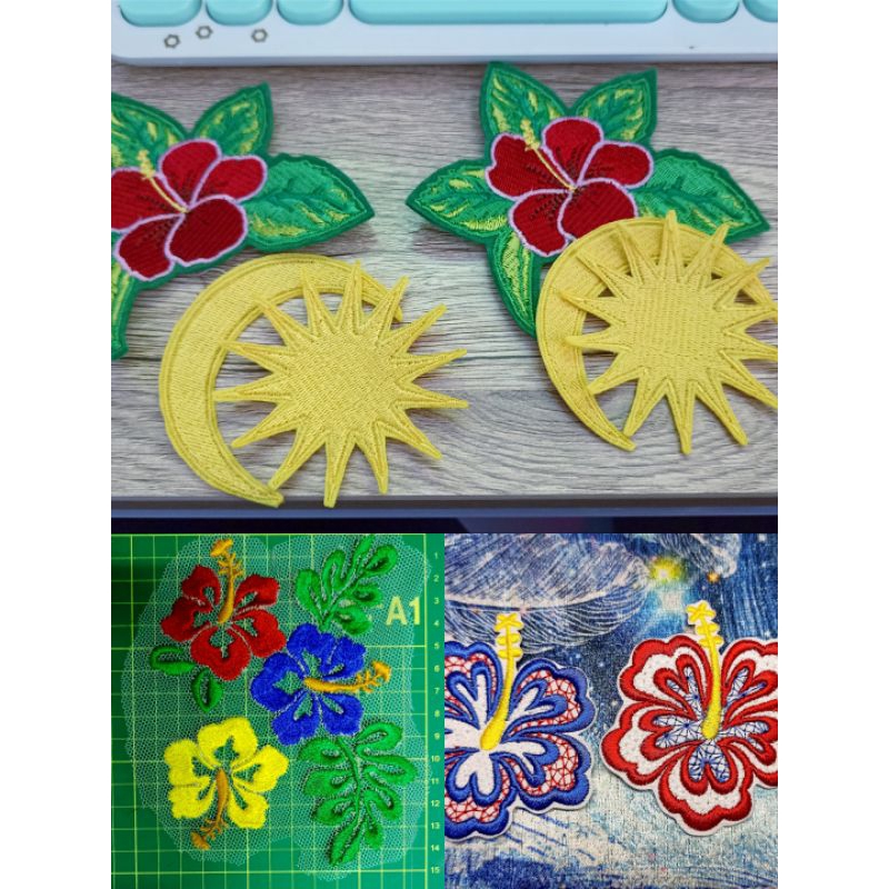 Patch bulan bintang dan bunga raya | Shopee Malaysia