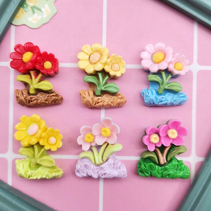 50pcs Flatback Resin Cabochon / Cute Resin Jambangan Bunga | Shopee ...