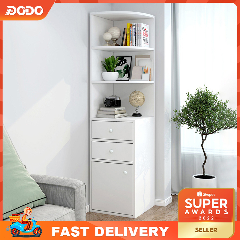 Corner BookShelf With Drawer Cabinet Multi-layer Book Shelf Floor ...