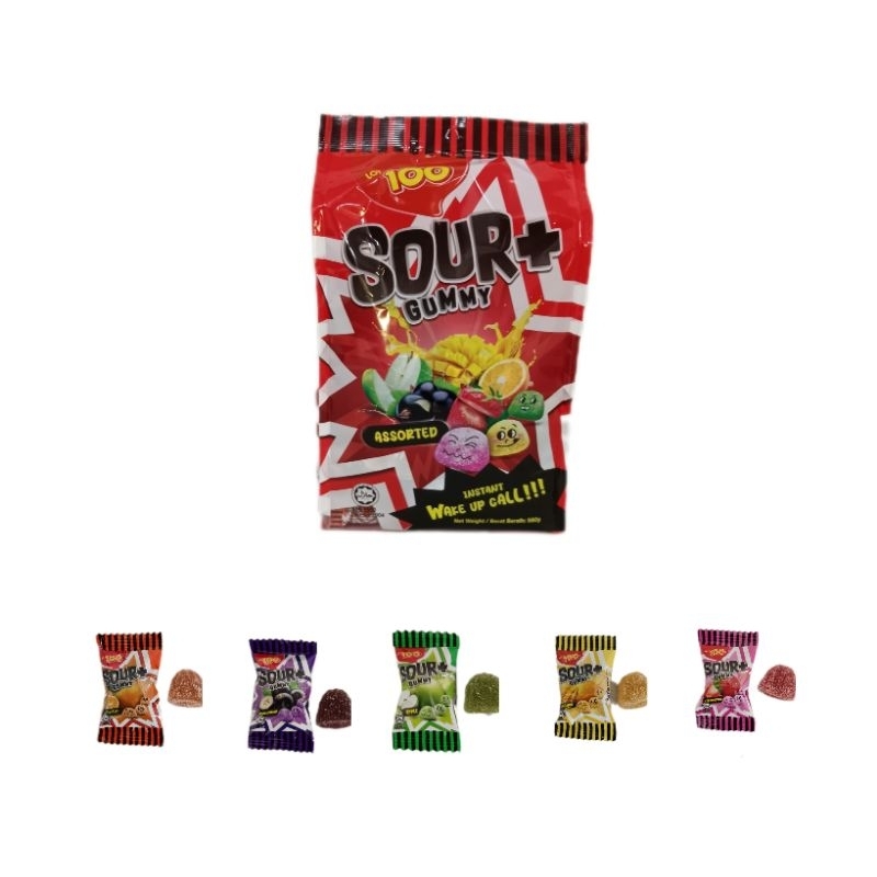 Lot 100 580g Sour+ Assorted Gummy Candy Childhood Snacks Kedai Borong ...