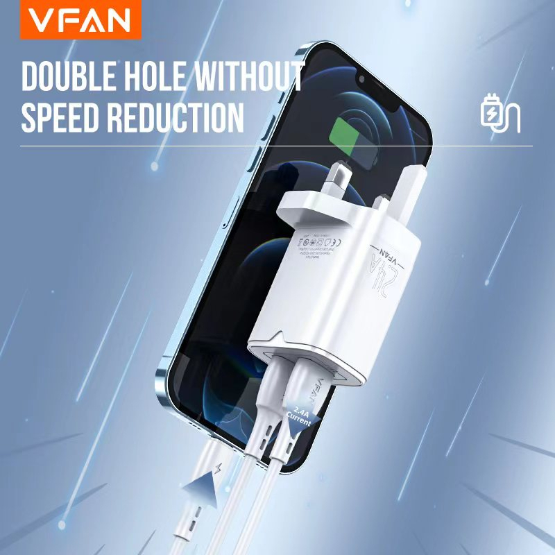 Vipfan UK04 (100% Original) 2.4A 2USB Dual Quick Charger Kit (Plug ...