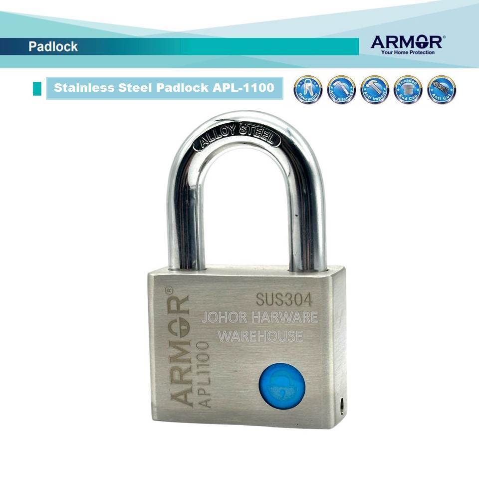 Armor padlock APL1100 Stainless Steel SUS304 pad lock Anti rust Anti ...