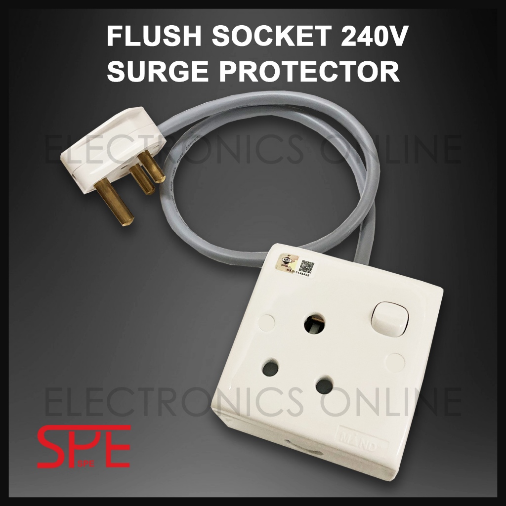 SPE Surge Protector Flush Socket 15A 240VAC Lightning Arrestor ...