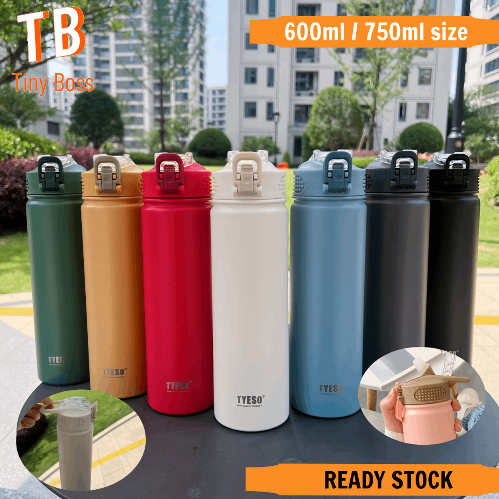 Tyeso 304 Stainless Steel Thermos Tumbler Bottle With Straw and Handle ...