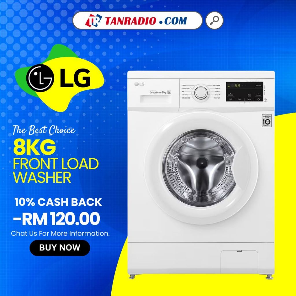 LG Washer Front Load Washer With 6 Motion Direct Drive 8kg WD MD8000WM Shopee Malaysia