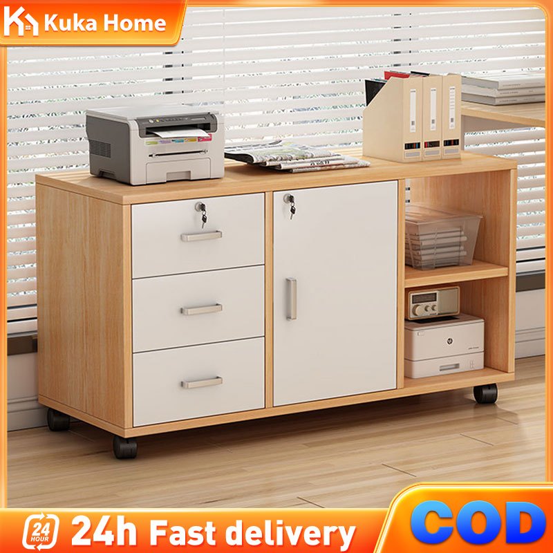 🔒Almari Fail Kabinet Office File Cabinet Wooden Cabinet With Lock Wheel ...