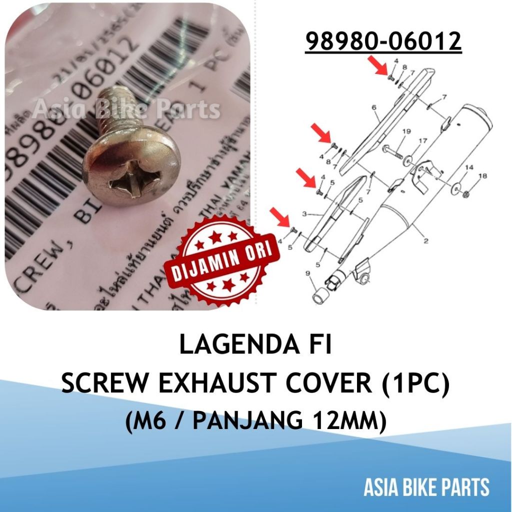 Yamaha Original Lagenda FI Cover Exhaust Screw Cover Ekzos Panjang 12mm ...